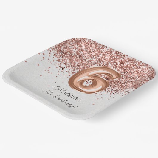 Roos Gold 6e verjaardagsfeestje Papieren Bordje (Gebogen)