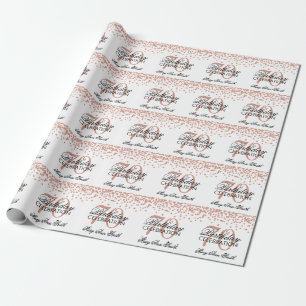 Roos Gold 70e verjaardag Faux Glitter Confetti Cadeaupapier