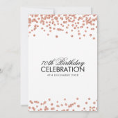 Roos Gold 70e verjaardag Glitter Confetti Kaart (Achterkant)