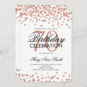 Roos Gold 70e verjaardag Glitter Confetti Kaart (Voorkant / Achterkant)