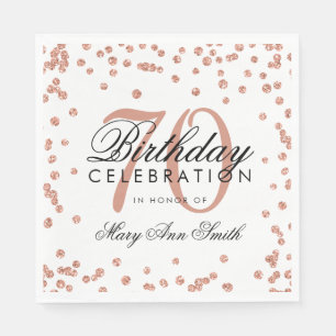 Roos Gold 70e verjaardag Glitter Confetti White Servet