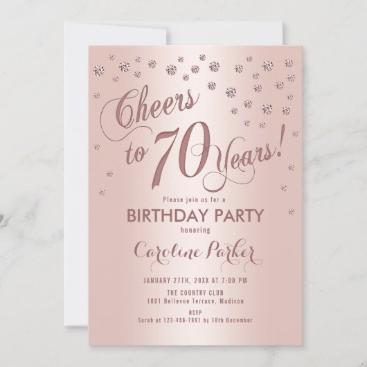 Roos Gold 70ste verjaardagsfeestje Kaart (Voorkant)
