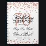 Roos Gold 70th Birthday Guest Book Confetti Notitieboek<br><div class="desc">Elegant 70e verjaardag Roos Gold Glitter Confetti op witte sjabloon. Eenvoudig te gebruiken en eenvoudig aan te passen. Bestel vandaag nog!</div>