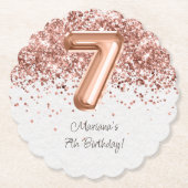 Roos Gold 7e verjaardagsfeestje Kartonnen Onderzetters (Voorkant)