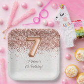 Roos Gold 7e verjaardagsfeestje Papieren Bordje (Feest)