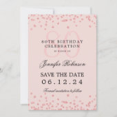 Roos Gold 80th Birthday Save Datum Details Blush Kaart (Voorkant)