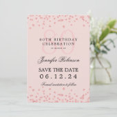 Roos Gold 80th Birthday Save Datum Details Blush Kaart (Staand voorkant)