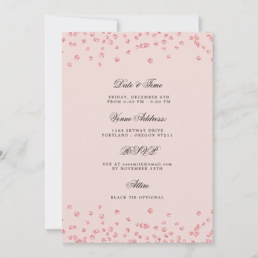 Roos Gold 80th Birthday Save Datum Details Blush Kaart (Achterkant)