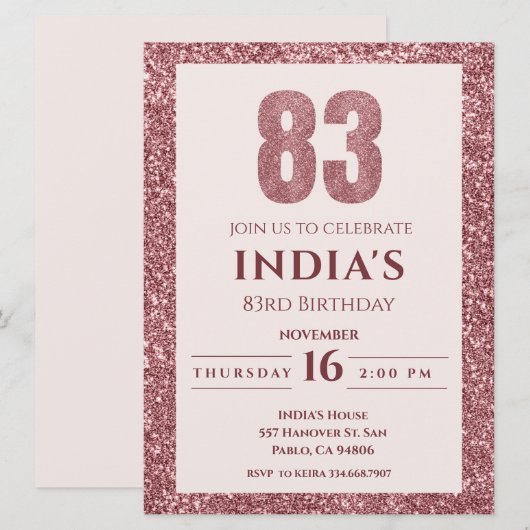 roos Gold 83e verjaardag Kaart (Voorkant / Achterkant)