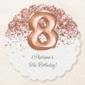Roos Gold 8e verjaardagsfeestje Kartonnen Onderzetters (Voorkant)