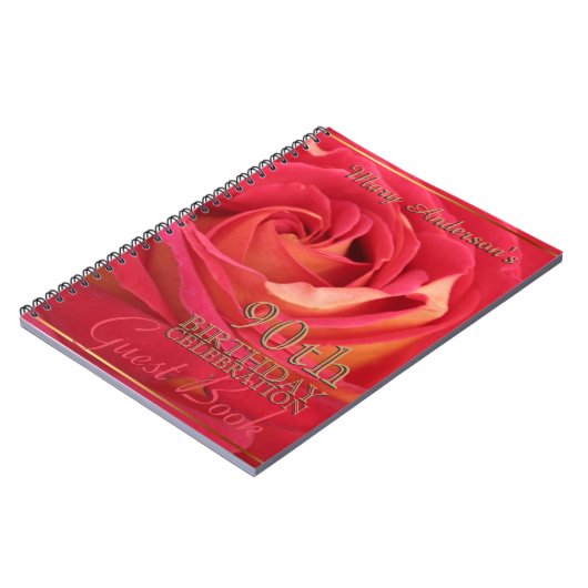 Roos Gold 90th Birthday Celebration Guest Book Notitieboek (Linkerzijde)