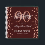 Roos Gold 90th Birthday Confetti Burgundy Notitieboek<br><div class="desc">Een elegante 90th Birthday Party Guest Book sjabloon met Roos Gold Glitter Confetti op Bourgogne-design en eenvoudig aan te passen tekst.</div>