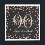 Roos Gold 90th Birthday Glitter Confetti Black Servet<br><div class="desc">Elegant & Modern 90e Verjaardag Roos Goud Faux Glitter Confetti Zwart ontwerp.</div>