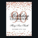 Roos Gold 90th Birthday Glitter Confetti White Poster<br><div class="desc">Elegant 90e verjaardag Roos Gold White Faux Glitter Confetti banner sjabloon.</div>