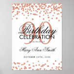 Roos Gold 90th Birthday Glitter Confetti White Poster<br><div class="desc">Elegant 90e verjaardag Roos Gold White Faux Glitter Confetti banner sjabloon.</div>