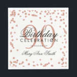 Roos Gold 90th Birthday Glitter Confetti White Servet<br><div class="desc">Elegant & Modern 90e Verjaardag Roos Goud Faux Glitter Confetti Wit ontwerp.</div>