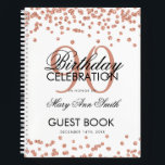 Roos Gold 90th Birthday Guestbook Confetti White Notitieboek<br><div class="desc">Een elegante 90th Birthday Party Guest Book sjabloon met Roos Gold Glitter Confetti op wit ontwerp en eenvoudig aan te passen tekst.</div>