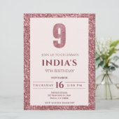 roos Gold 9e verjaardag Kaart (Staand voorkant)