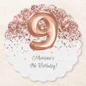 Roos Gold 9e verjaardagsfeestje Kartonnen Onderzetters (Voorkant)