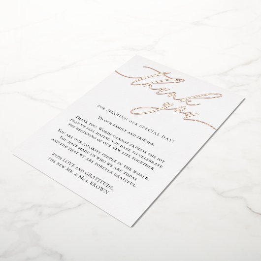 Roos Gold Aangepaste foto Hartelijk dank Folie Feestdagenkaart (Gedraaid)