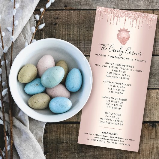 Roos Gold Aardbei Glitter Drift Dessert Menu