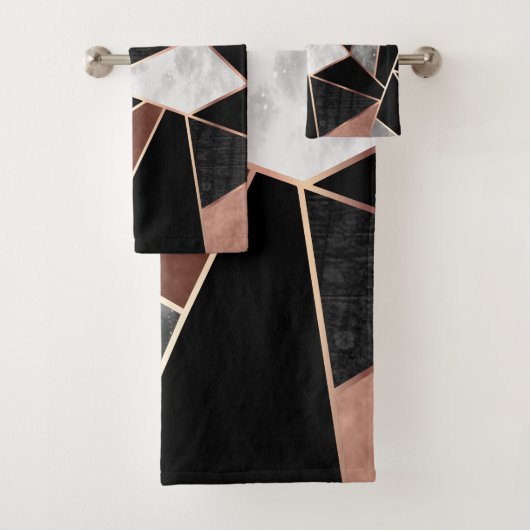 Roos Gold Abstract Pattern Bath Towel Set Bad Handdoek (Insitu)