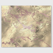 Roos Gold Abstract Sepia Marble Shiny Metal Lux Cadeaupapier (Vlak)