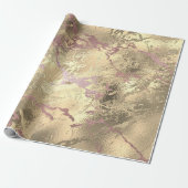 Roos Gold Abstract Sepia Marble Shiny Metal Lux Cadeaupapier (Uitgerold)