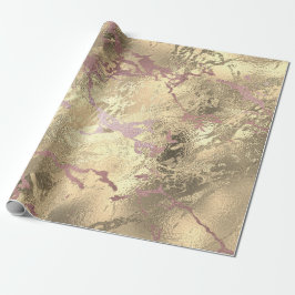 Roos Gold Abstract Sepia Marble Shiny Metal Lux Cadeaupapier