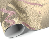 Roos Gold Abstract Sepia Marble Shiny Metal Lux Cadeaupapier (Rol Hoek)