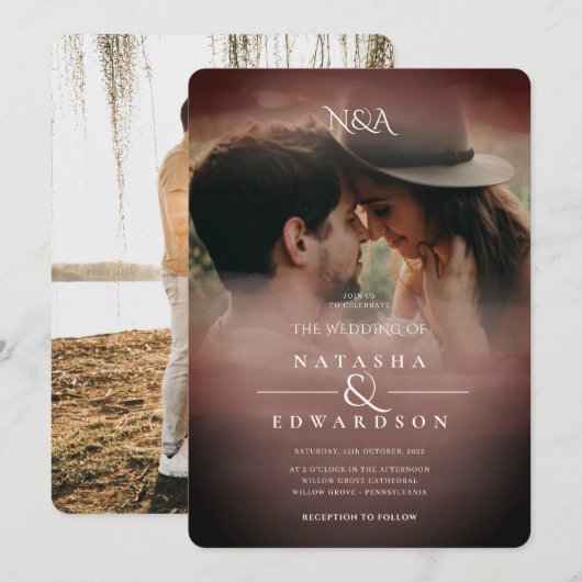  Roos Gold Abstracte overlay foto bruiloft Kaart (Voorkant / Achterkant)