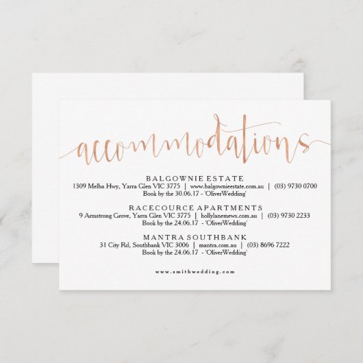 Roos Gold Accommodaties Info Kaart (Voorkant / Achterkant)