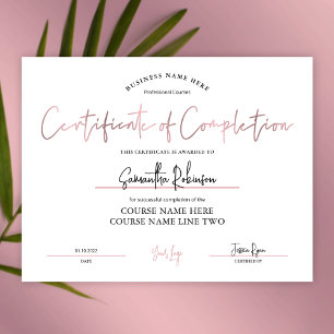Roos Gold Achievement Award - Voltooiingscertifica
