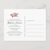 Roos Gold Afstudeerder Pet Blush Pink Ombre Afstud Aankondigingskaart (Achterkant)