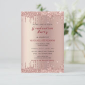 Roos Gold Afstuderen Invitation Ontwerp je eigen Kaart (Staand voorkant)