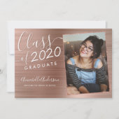 Roos Gold Afstuderen metaal Glitter Foto Afstudere Aankondiging (Voorkant)