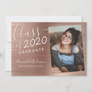 Roos Gold Afstuderen metaal Glitter Foto Afstudere Aankondiging