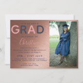 Roos Gold AFSTUDEREN PHOTO-uitnodiging marine Kaart (Voorkant)