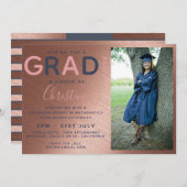 Roos Gold AFSTUDEREN PHOTO-uitnodiging marine Kaart (Voorkant / Achterkant)