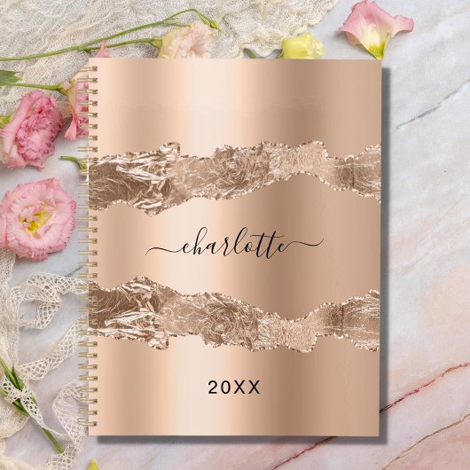 Roos Gold Agaat Marmeren Naam Script 2025 Planner