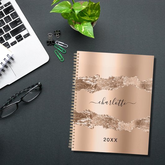 Roos Gold Agaat Marmeren Naam Script 2025 Planner