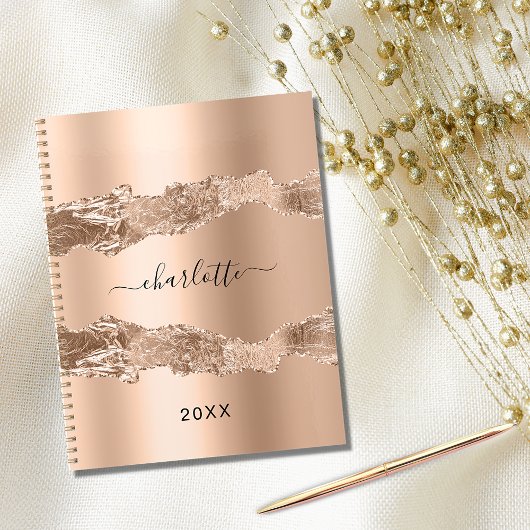 Roos Gold Agaat Marmeren Naam Script 2025 Planner