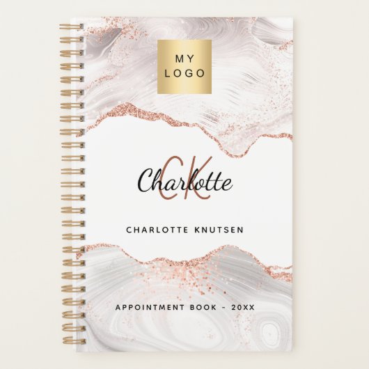 Roos Gold Agaat Monogram logo Business 2025 Planner (Voorkant)