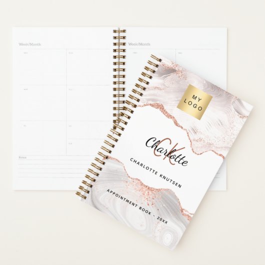 Roos Gold Agaat Monogram logo Business 2025 Planner (Display)