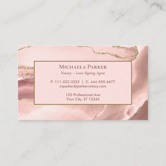 Roos Gold Agate Geode Professional Visitekaartje (Achterkant)