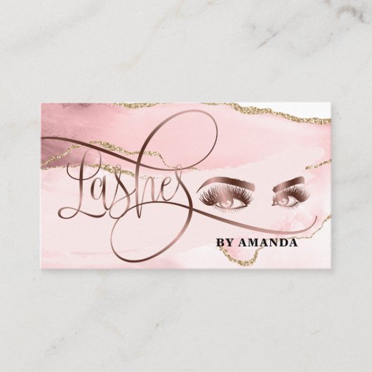 Roos Gold Agate Makeup Eyebrow Eyes Lashes Visitekaartje (Voorkant)