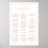 Roos Gold Alfabetical Wedding Seating Chart Poster (Voorkant)