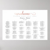 Roos Gold Alfabetical Wedding Seating Chart Poster (Voorkant)