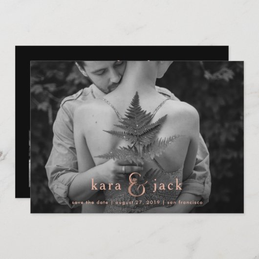 Roos Gold Ampersand | Vier Foto's opslaan op datum Kaart (Voorkant / Achterkant)