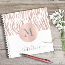 Roos Gold Animal Print Glam Monogram Sketchbook